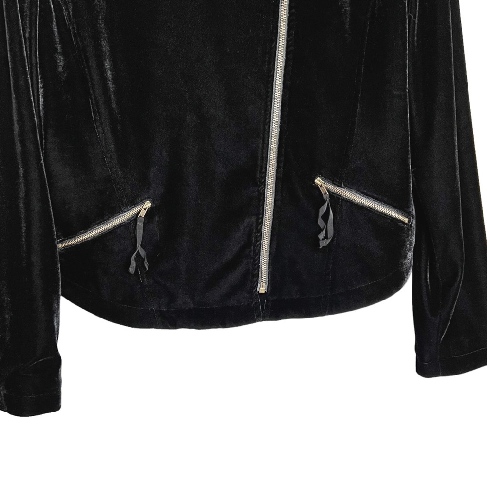 Soft Surroundings Grunge Asymmetric Velvet Cropped Moto Jacket S Black Zip Edgy - Picture 4 of 8